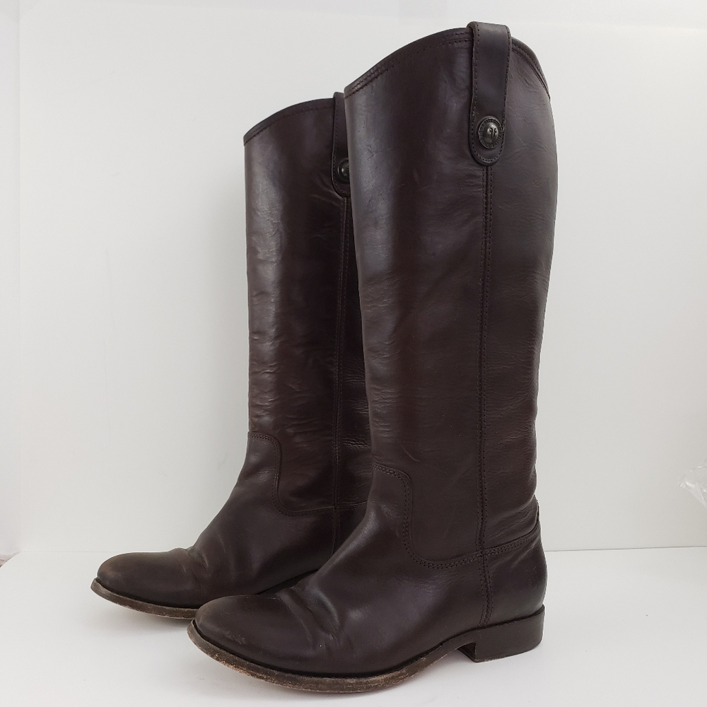 Frye Melissa Button Pull Boot Dark Brown Leather 6 - image 2